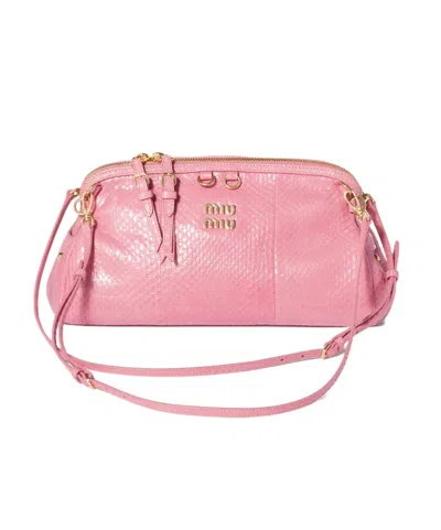 Miu Miu Ayers Leather Clutch In Pink
