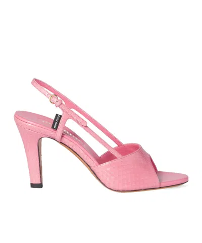MIU MIU MIU MIU EMBOSSED SLINGBACK SANDALS