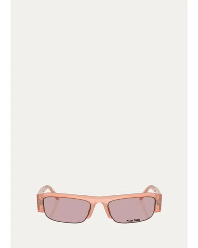 Miu Miu B07sf 54mm Rectangular Sunglasses In Opal Pink