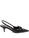 Miu Miu Chic Leather Kitten Heel Pumps With Buckle In Black