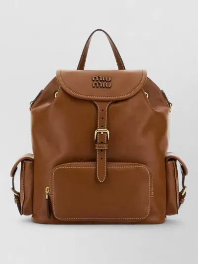 Miu Miu Backpack Adjustable Straps Top Handle Pockets