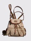Miu Miu Beige Cotton Backpack In Brown