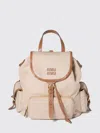 Miu Miu Beige Cotton Backpack In Neutral