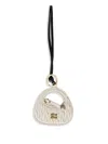 Miu Miu Quilted Leather Keyring Hardware In White
