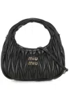 Miu Miu Wander Matelassè Nappa Leather Mini Hobo Bag In Black