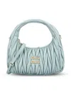 Miu Miu Crossbody Bag Detachable Strap Gold Tone Hardware In Blue