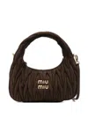 Miu Miu Dark Brown Wander Matelasse Shoulder Bag In Brown