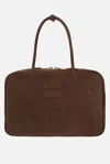 Miu Miu Dark Brown Suede Handbag In Brown