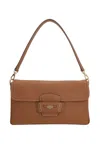 Miu Miu Leather Penny Shoulder Bag With Adjustable Strap In Brown