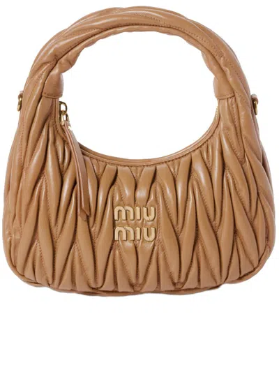 Miu Miu Shoulder Bag Detachable Strap Top Handle In Brown