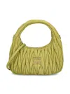 Miu Miu Small Matelassé Leather Wander Top-handle Bag In Green