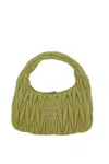 Miu Miu Small Wander Suede Top Handle Bag In Green