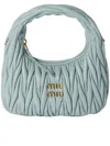 Miu Miu Crossbody Bag Detachable Strap Gold Tone Hardware In Blue