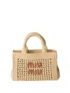 Miu Miu Mesh Openwork Tote Bag Handles In Nude