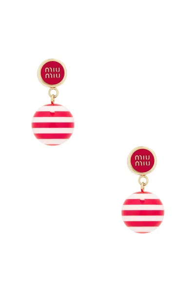 Miu Miu Ball Earrings In Red