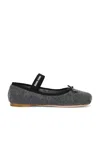 Miu Miu Bow-embellished Elastic-strap Ballet Flats In Gray