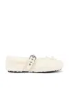 Miu Miu Shearling Mary Jane Ballerina Flats In Naturale