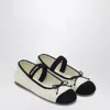 Miu Miu Ballerina In White And Black Crochet Knit Women In Multicolor