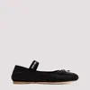 Miu Miu Bow-detailed Slip-on Satin Ballerina Shoes In Black