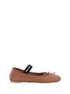 Miu Miu Satin Ballerinas In Brown