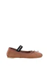 Miu Miu Satin Ballerinas In Cacao