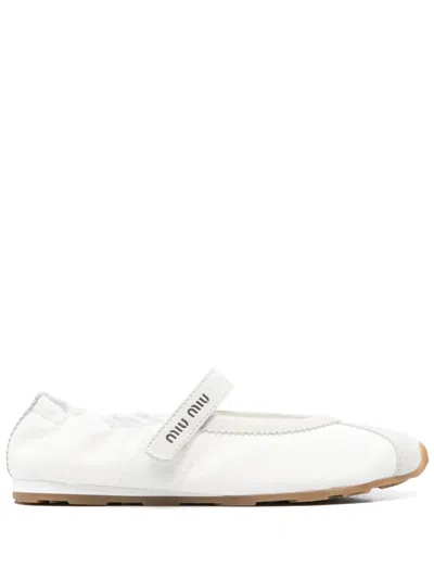 MIU MIU SUEDE-PANELS BALLET FLATS