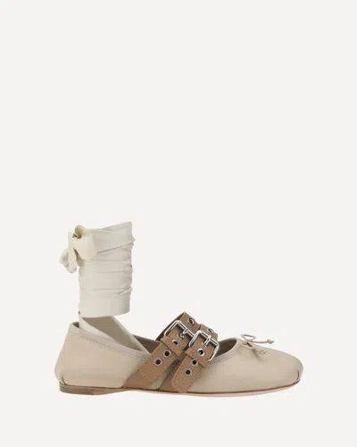Miu Miu Ballerine Fascia Giro Caviglia In Sand