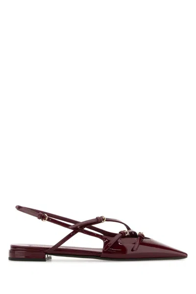 Miu Miu Patent Calfskin Slingback Flat In Burgundy
