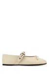 Miu Miu Off White Buckle Strap Ballet Flats