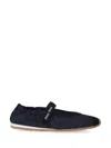 Miu Miu Navy Blue Logo Ballet Flats In Blue