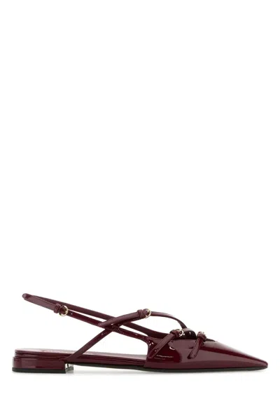 Miu Miu Burgundy Leather Ballerinas In Red