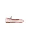 Miu Miu Logo Satin Ballet Flats In Pink