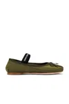Miu Miu Green Satin Ballet Flats In Oliva