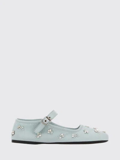Miu Miu Embellished Canvas Mary Jane Ballerina Flats In Multi