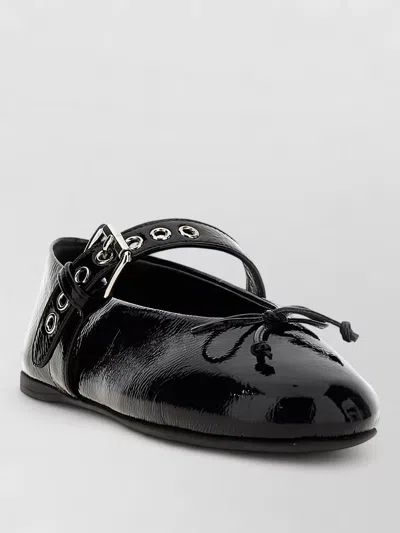 Miu Miu Ballet Flats Buckle Detail Bow Patent In Black