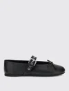 Miu Miu Buckled Leather Ballerina Shoes In Black