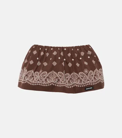 Miu Miu Paisley-print Poplin Miniskirt In Brown