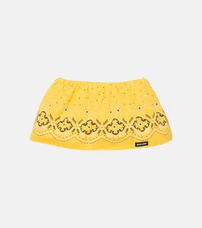 Miu Miu Bandana Low-rise Cotton Miniskirt In Yellow