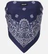Miu Miu Bandana Printed Cotton Poplin Top In Blue