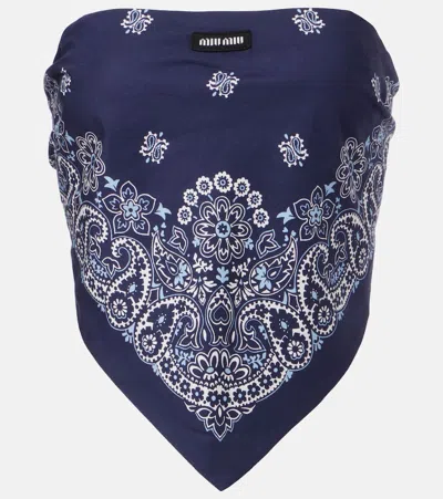 Miu Miu Bandana Printed Cotton Poplin Top