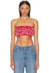 Miu Miu Printed Cotton And Linen Poplin Bra Top