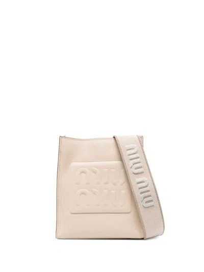 Miu Miu Leather Bag In Beige