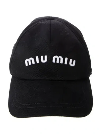 Pre-owned Miu Miu Baseball Cap In Black