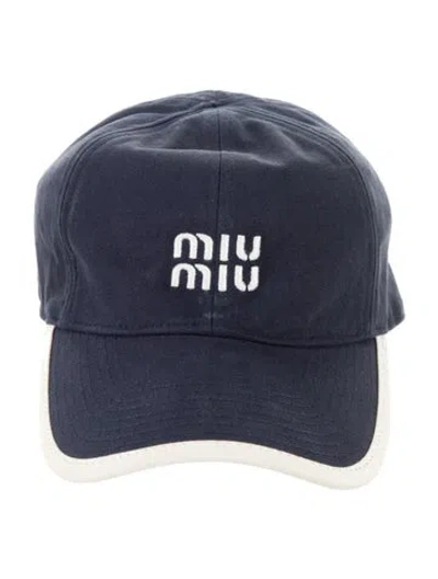 Pre-owned Miu Miu Baseball Cap In Blue/white