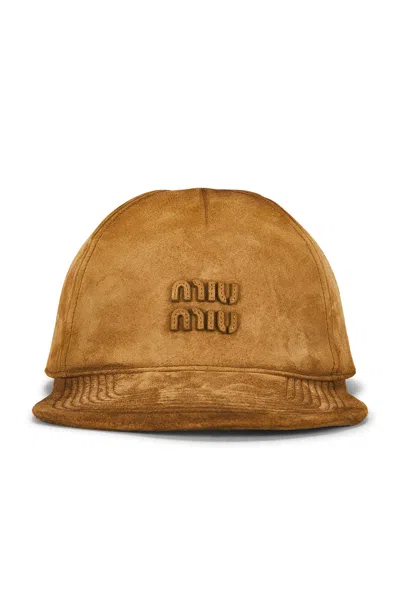 Miu Miu Baseball Cap In Brown