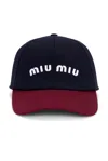 Miu Miu Drill Baseball Cap In Blue & Bordeaux