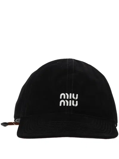 Miu Miu Baseball Hat With Logo In Black