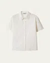 Miu Miu Batista Flower Embroidered Short-sleeve Button-down Shirt