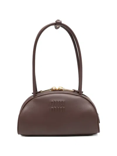 Miu Miu Bauletto Embossed Tote Bag In Brown