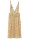 Miu Miu Bead-embellished Organza Midi Dress In Gold
